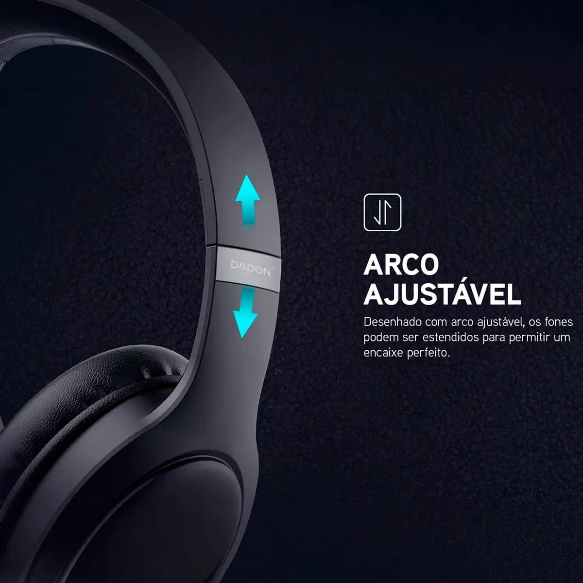 Fone De Ouvido Headphone Dapon H02D Bluetooth 5.1 Over-ear 22h Preto — imagem 6