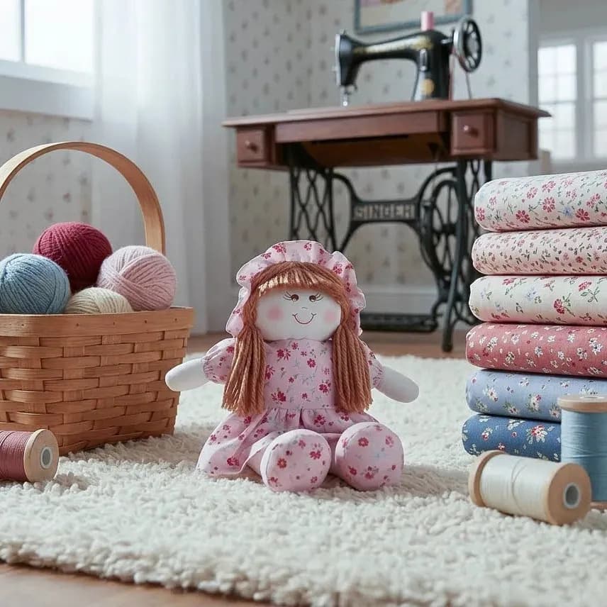 Boneca De Pano Menina Vestido Estampas Sortidas Mercado Bebê — imagem 5