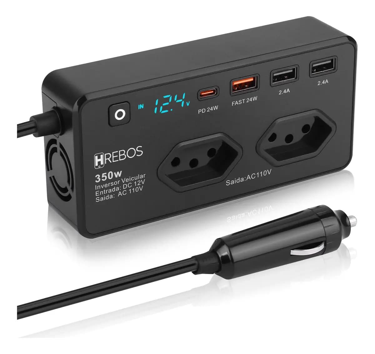 Inversor Veicular IF-378 350W 12V para com USB e LED