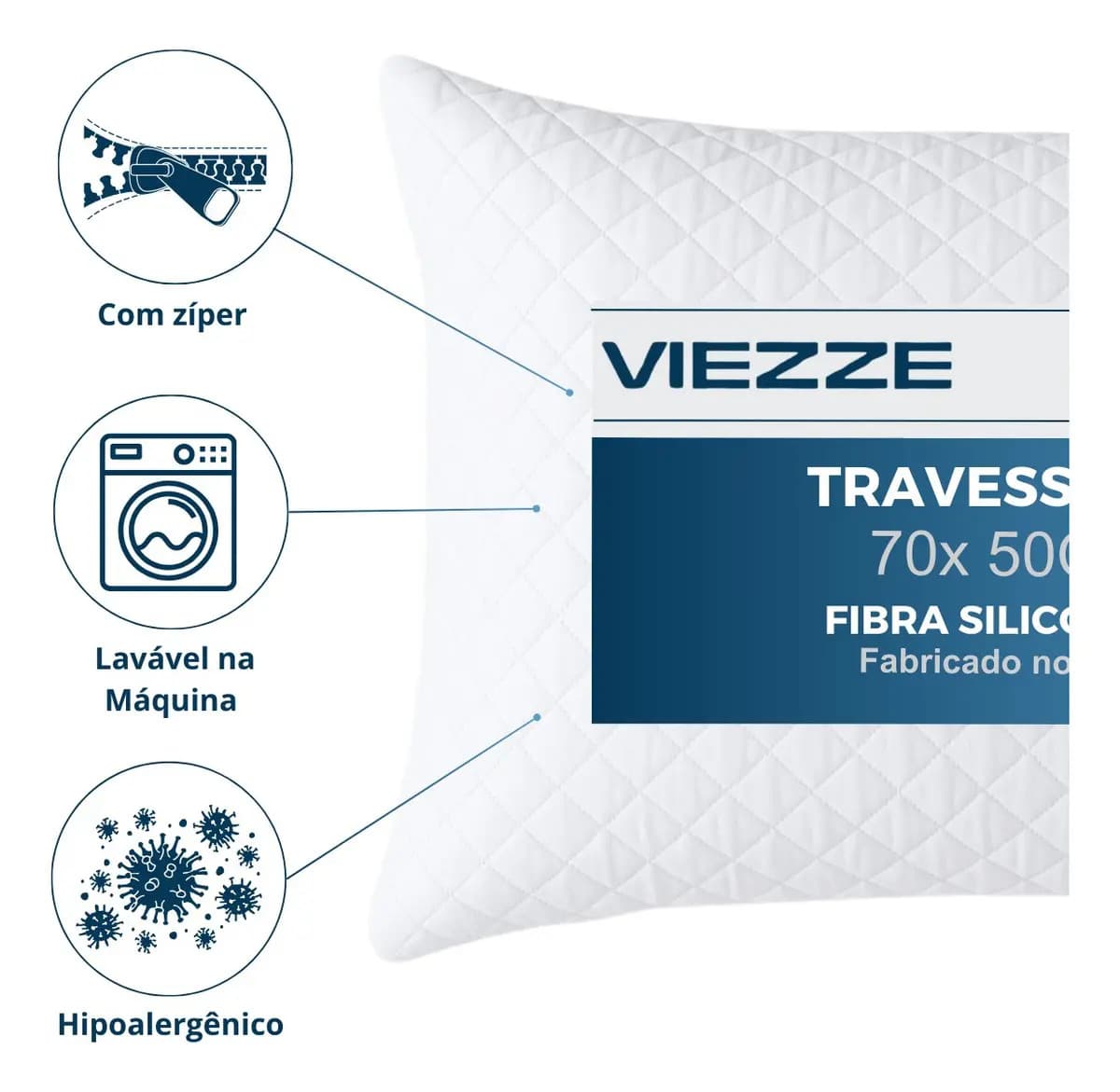 Kit 2 Travesseiros Luxo Matelado Fibra Antialérgica 70x50cm Branco — imagem 5