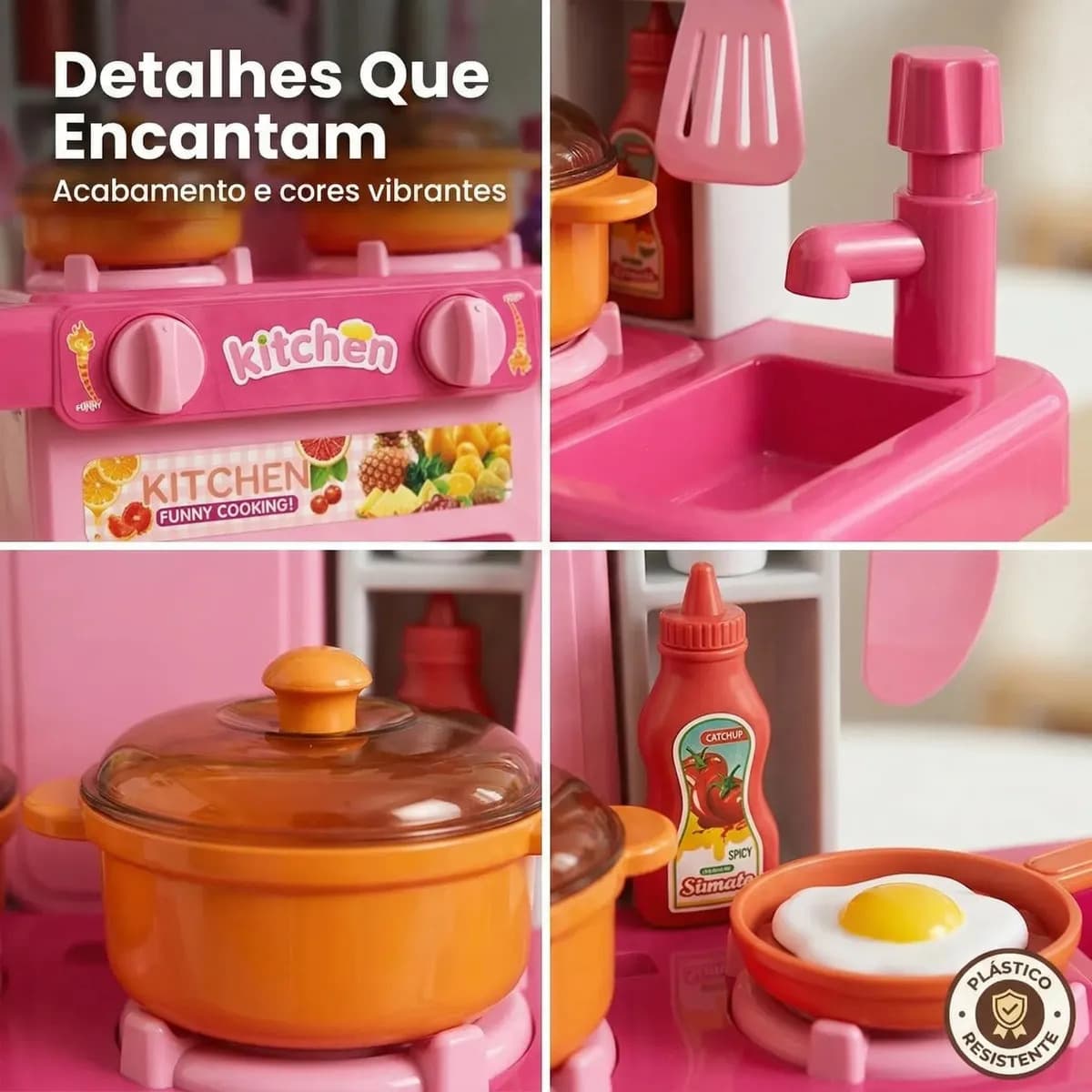 Cozinha Infantil Completa Com Luz E Som Acessórios Sai Água Rosa — imagem 5