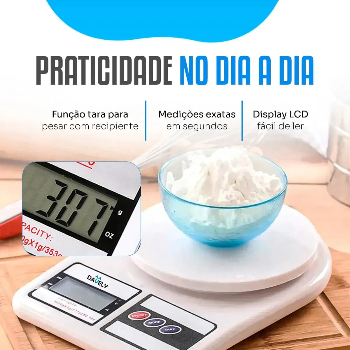 Balança Digital De Precisão Davely Cook Cozinha Para Uso Domestico E Profissional Fitness Ideal Para Dietas Treinos Alimentos Confeitaria Nutrição Capacidade Má — imagem 4