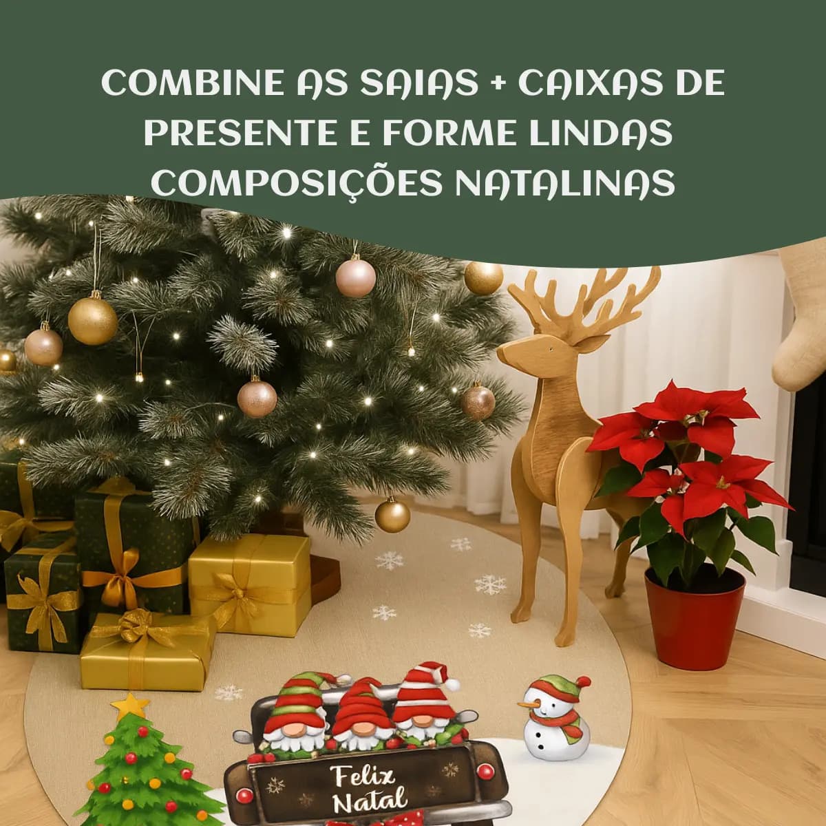Saia Tapete Base Árvore De Natal Decoração Papai Noel Enfeite Natalino Luxo Modelo 6 Luvinco — imagem 5