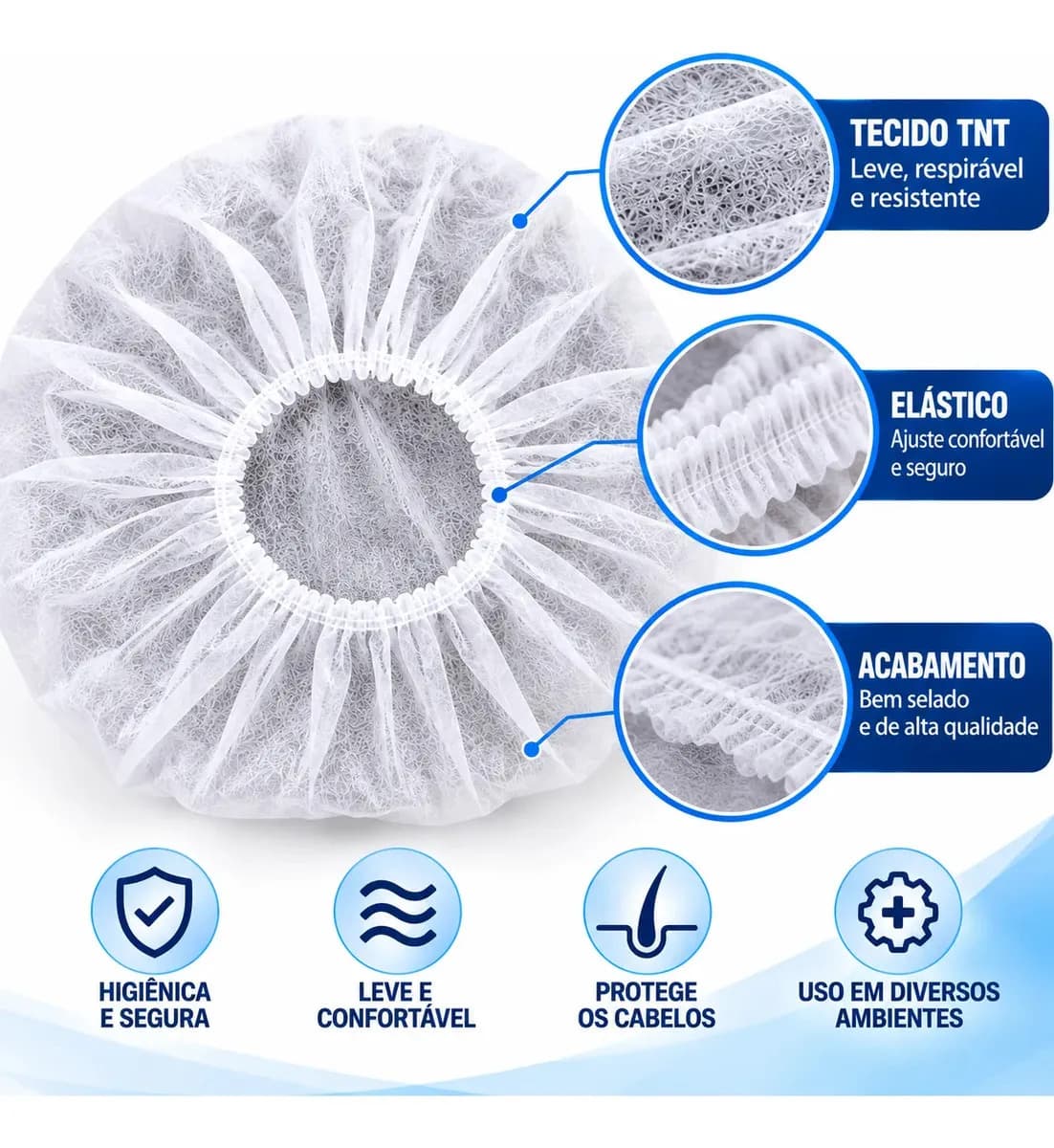 Toucas Descartável De Tnt Vabene Branco Pac. C/100 — imagem 6