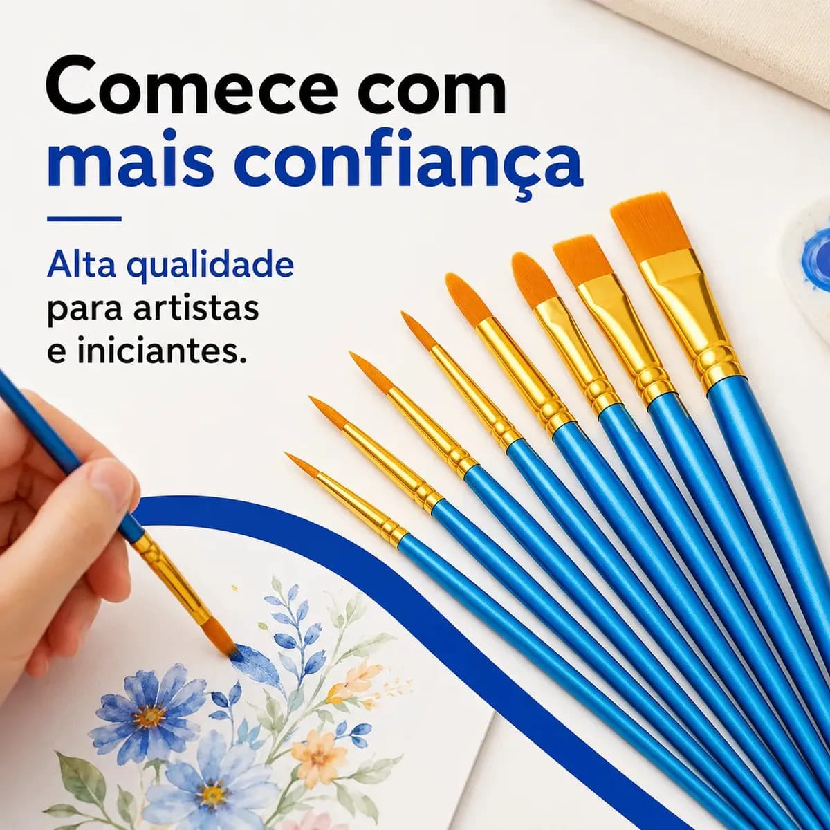 Kit 10 Pincéis Artísticos Para Pintura Aquarela Óleo Acrílico MARIBEL — imagem 6
