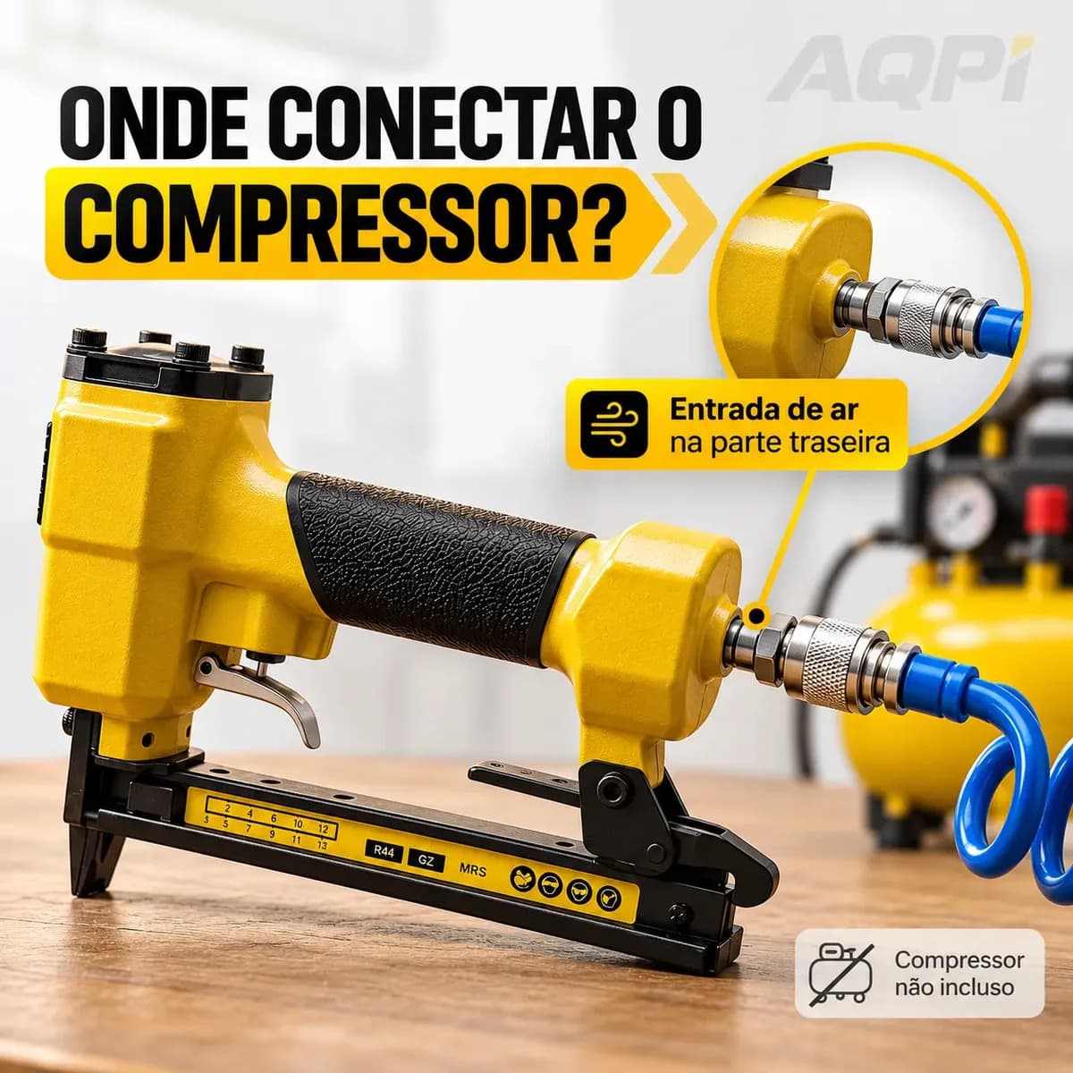 Grampeador Pneumático Profissional com 5000 Grampos 22mm Tipo 80/71 para Tapeçaria Marcenaria Estofados Madeira Móveis Uso com Compressor de Ar Compatível Gramp — imagem 5