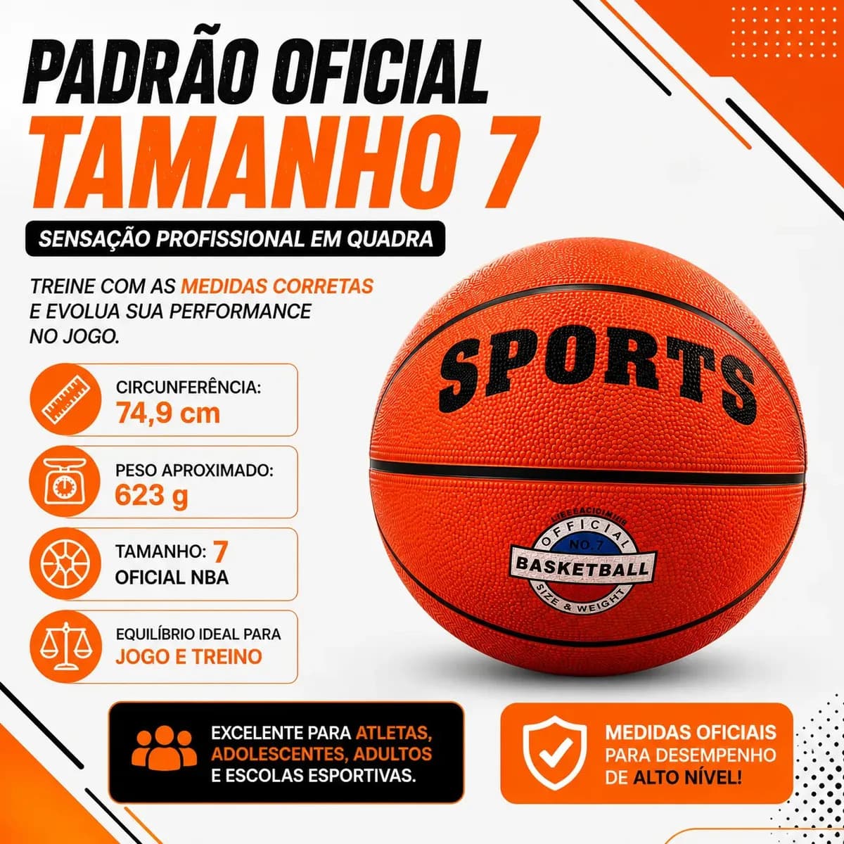 Bola De Basquete Profissional Tamanho 7 Babuu Brinquedos Educativos — imagem 2