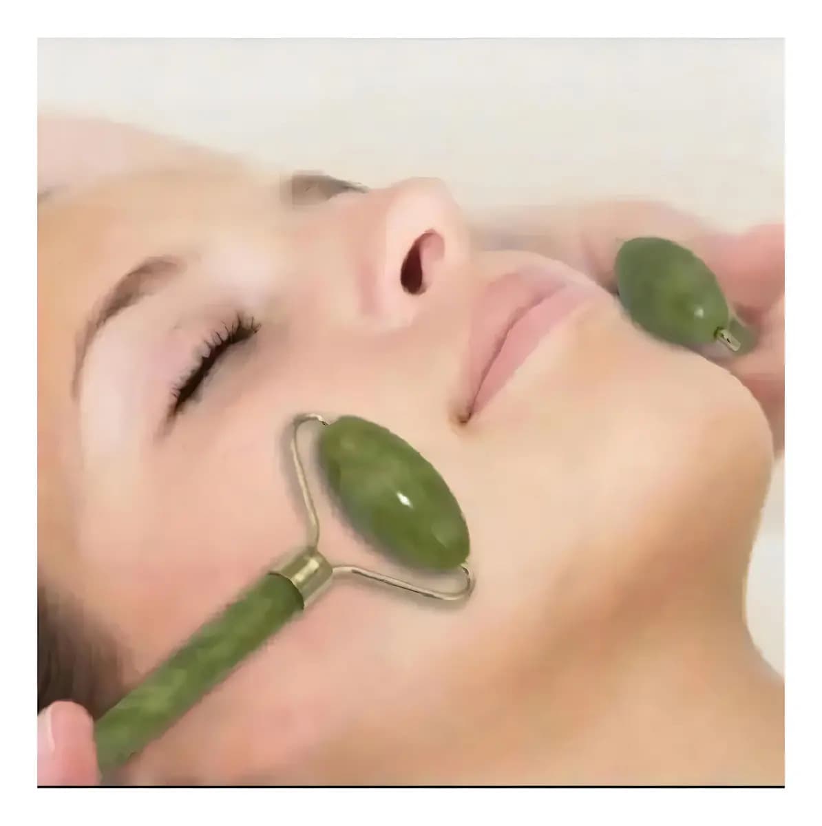 Rolo Pedra De Jade Com Placa Guasha Facial Cor Verde — imagem 3