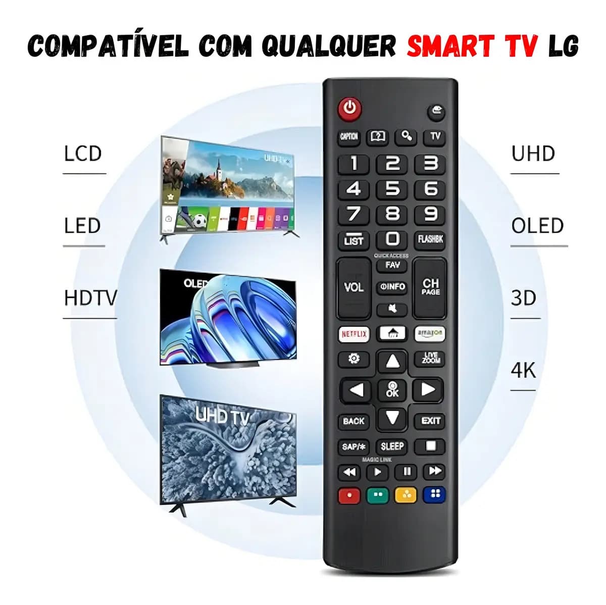 Kit 2 Controle Remoto Para Smart Tv LG + 4 Pilhas Com Teclas Netflix E Prime Video Gcase — imagem 4