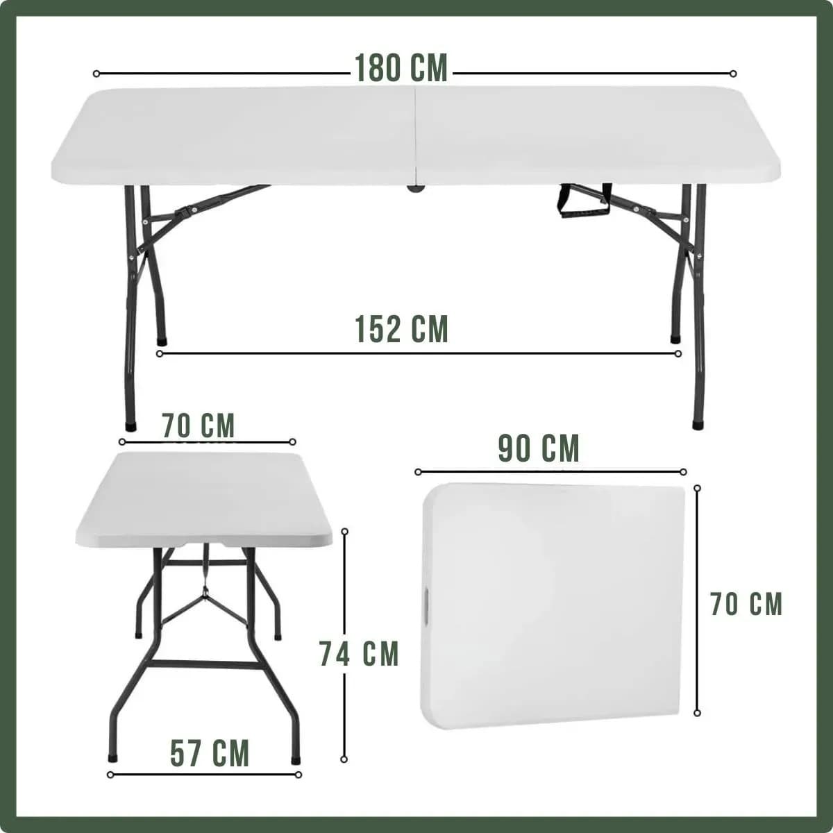 Mesa Dobrável Vira Maleta Com Alça Portátil 1.80m Para Camping Pesca Jardim Área Externa Ou Interna Salão De Festas Gourmet Cor BrancoLuvinco — imagem 6