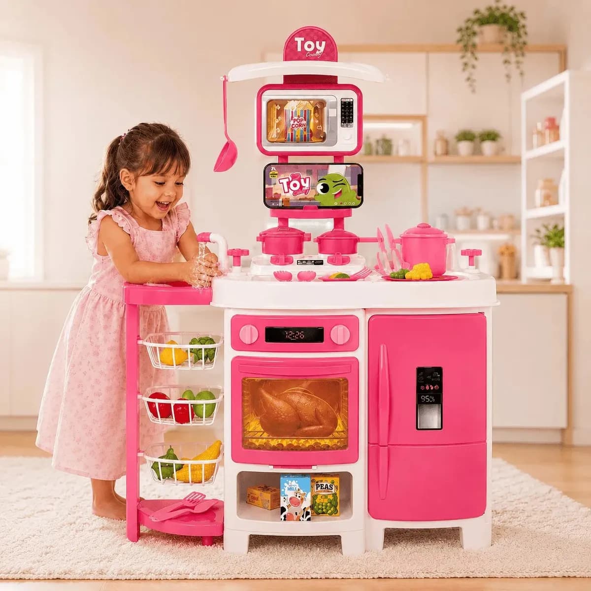 Cozinha Infantil Grande Completa Sai Agua De Verdade 92cm Com Fruteira Geladeira E Acessorios — imagem 5