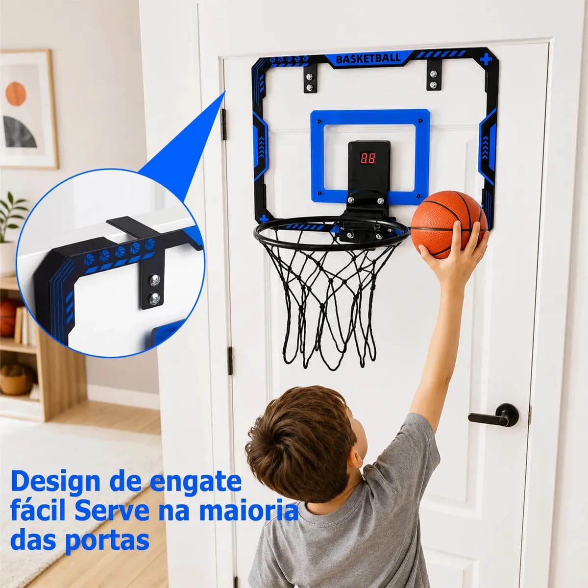 Mini Tabela de Basquete Eletrônica MoveBrinca com Placar LED e Kit de Acessórios — imagem 4