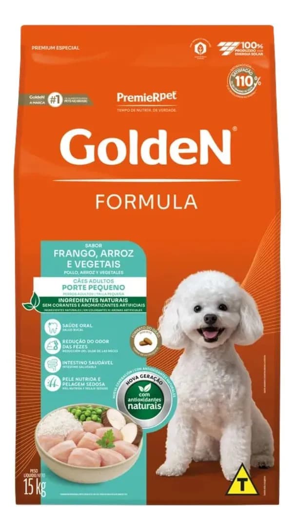 Golden Formula cães adultos de pequeno porte frango e arroz 15kg