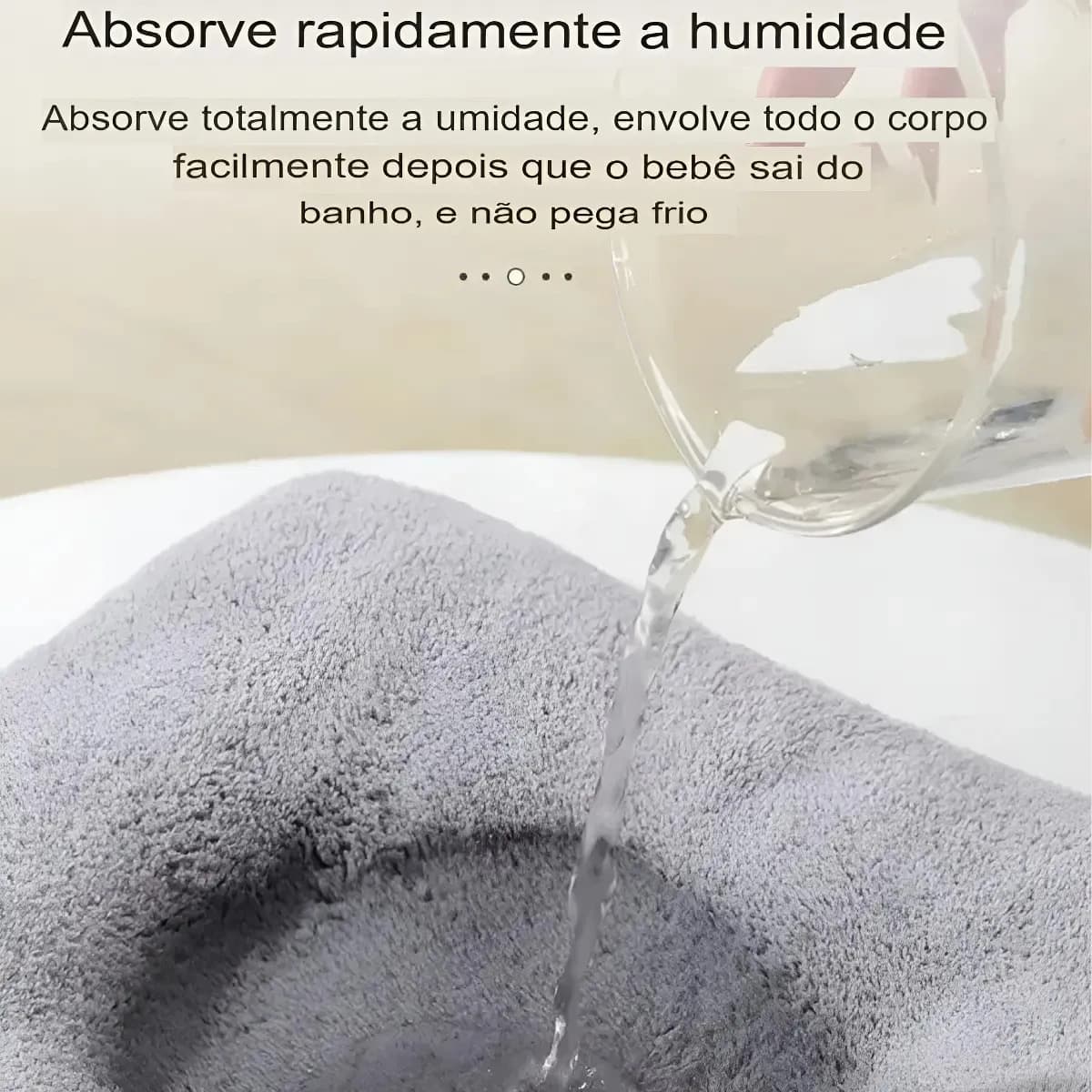 Toalha Bebe Infantil Macia Com Capuz Grande Forrada Durável Cor Bege — imagem 4