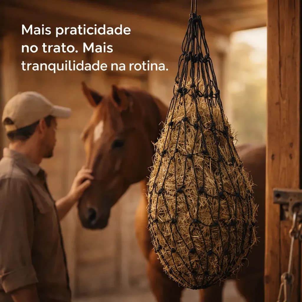 Rede Porta Feno Cavalo Trançada Em Polipropileno Preto — imagem 5
