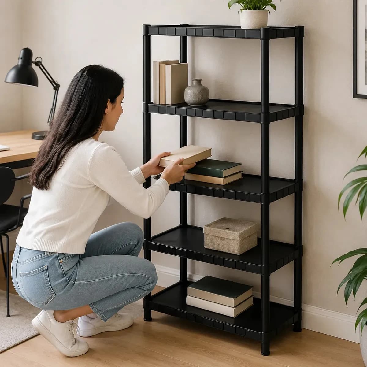 Estante Plastica Modular 5 Prateleiras Multiuso Organizadora Preta - Marianopole — imagem 4