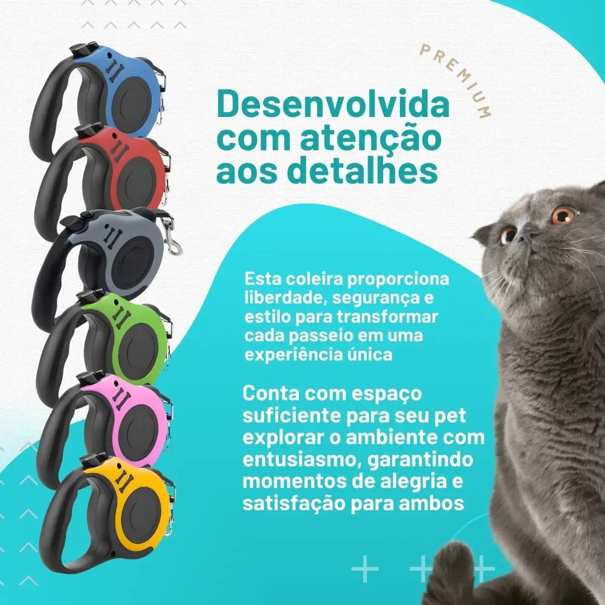 Coleira Pet Guia Retrátil P/ Cachorro Gato 5 Metros Até 20kg Cor Verde — imagem 4