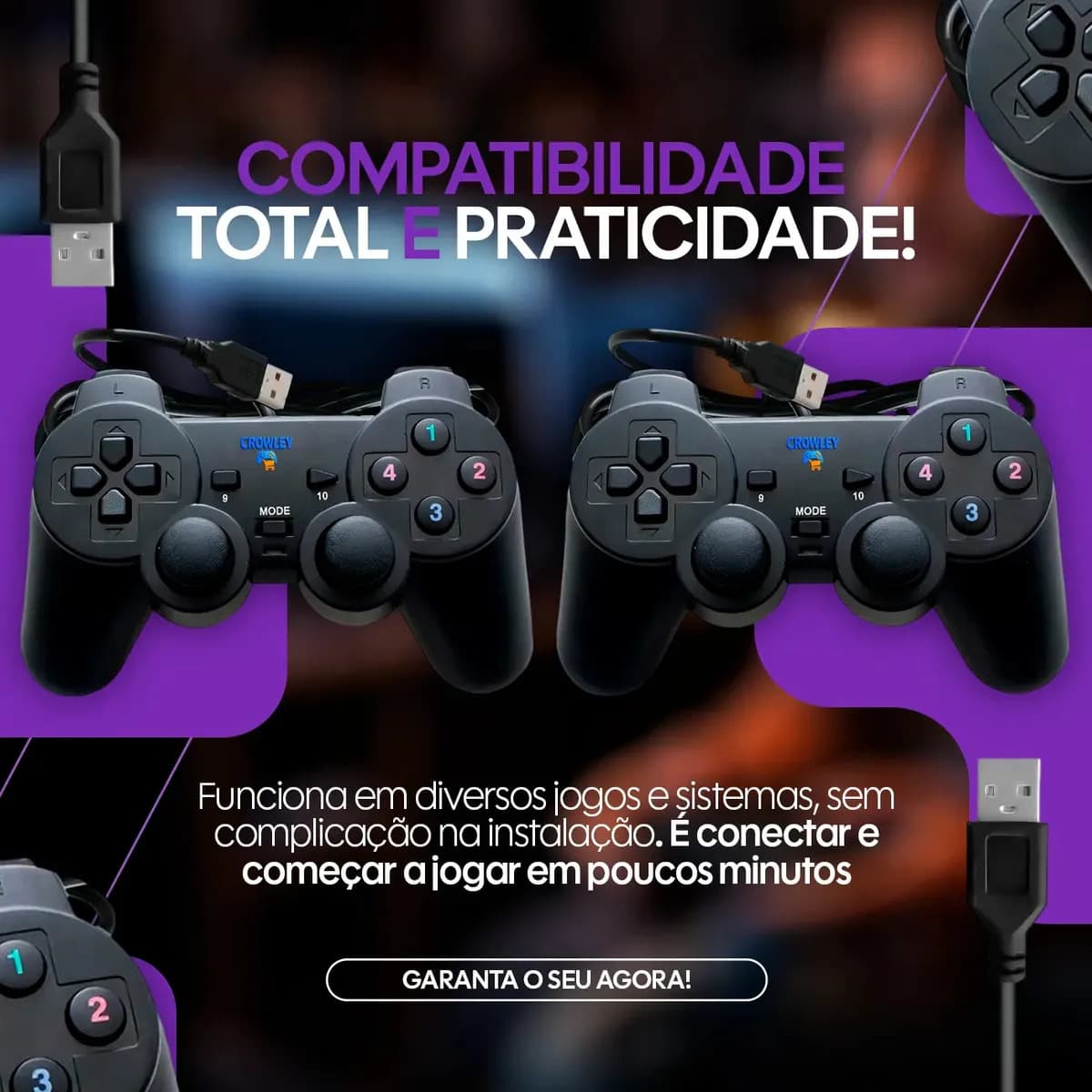 Controle Com Fio Usb Para Pc Tv Manete Joystick - Crowley — imagem 5