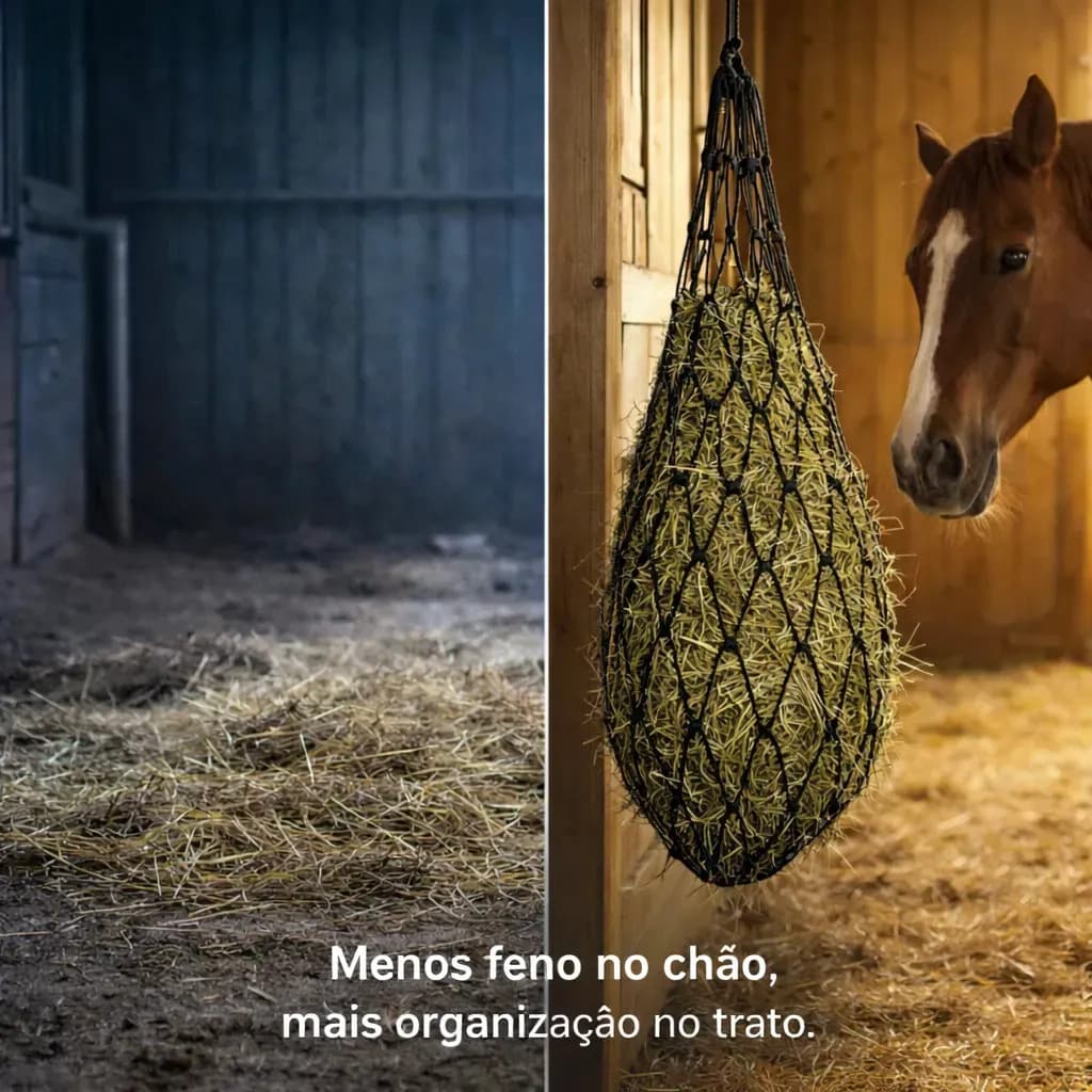 Rede Porta Feno Cavalo Trançada Em Polipropileno Preto — imagem 2