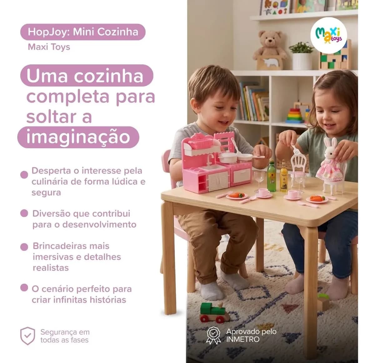 Casinha Boneca Coelho Brinquedo Infantil Mini Cenários Móveis Acessórios Coleção HopJoy Maxi Toys - Mini Cozinha — imagem 3