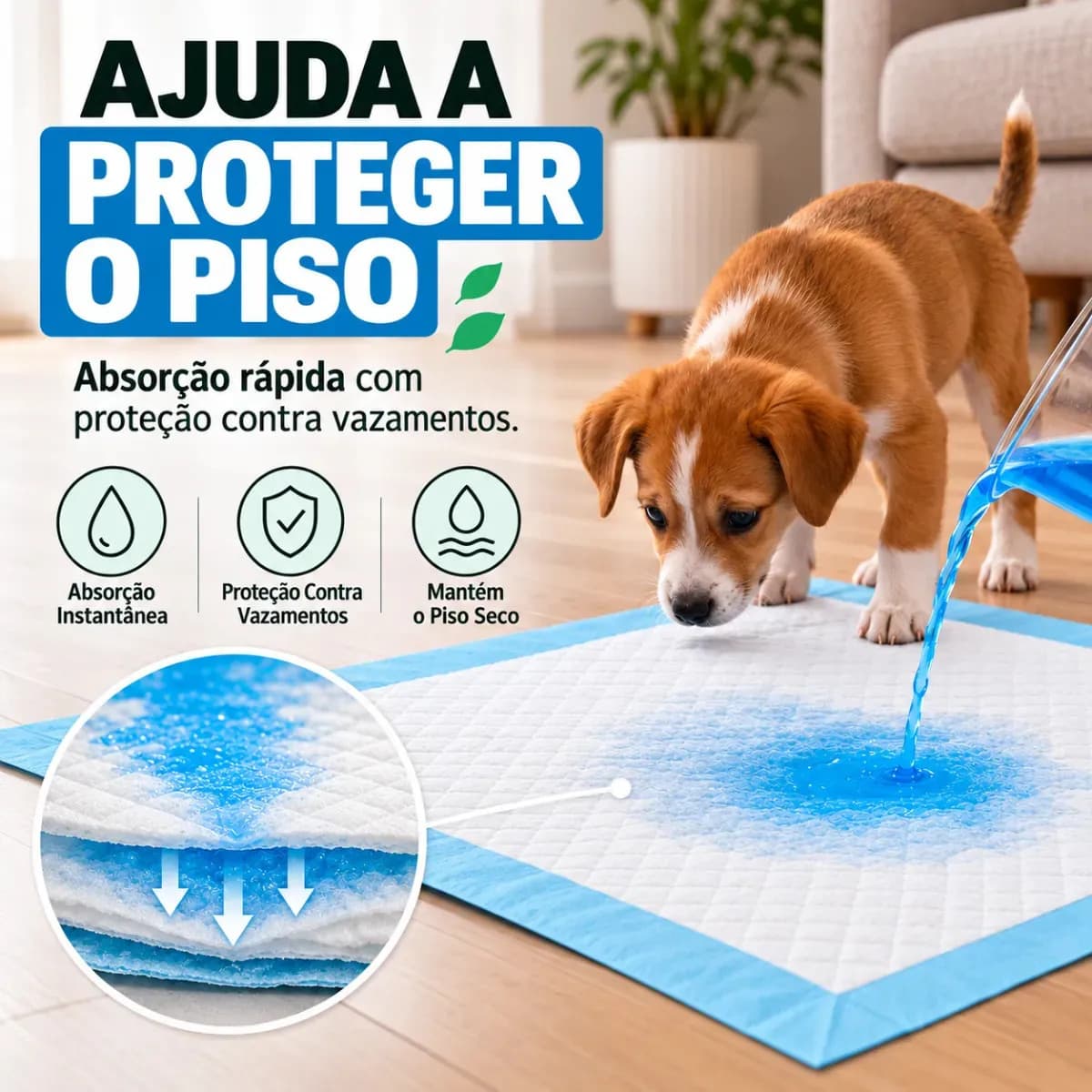 Tapete Higiênico Para Cachorro Descartável Alta Absorção 60x60 60 Unidades Secagem Rápida Cão Proteção Piso — imagem 2