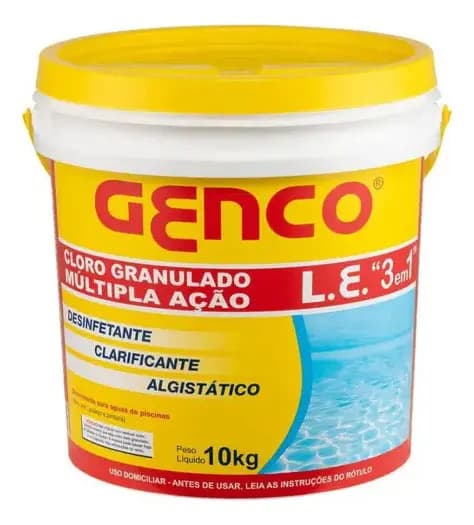 Cloro para Piscina Genco Multipla Ação 3 em 1 Balde 10kg — imagem 2