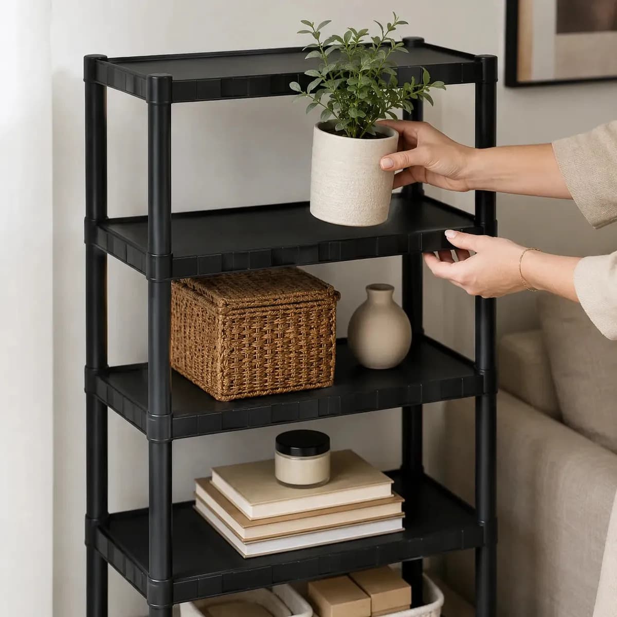 Estante Plastica Modular 5 Prateleiras Multiuso Organizadora Preta - Marianopole — imagem 3