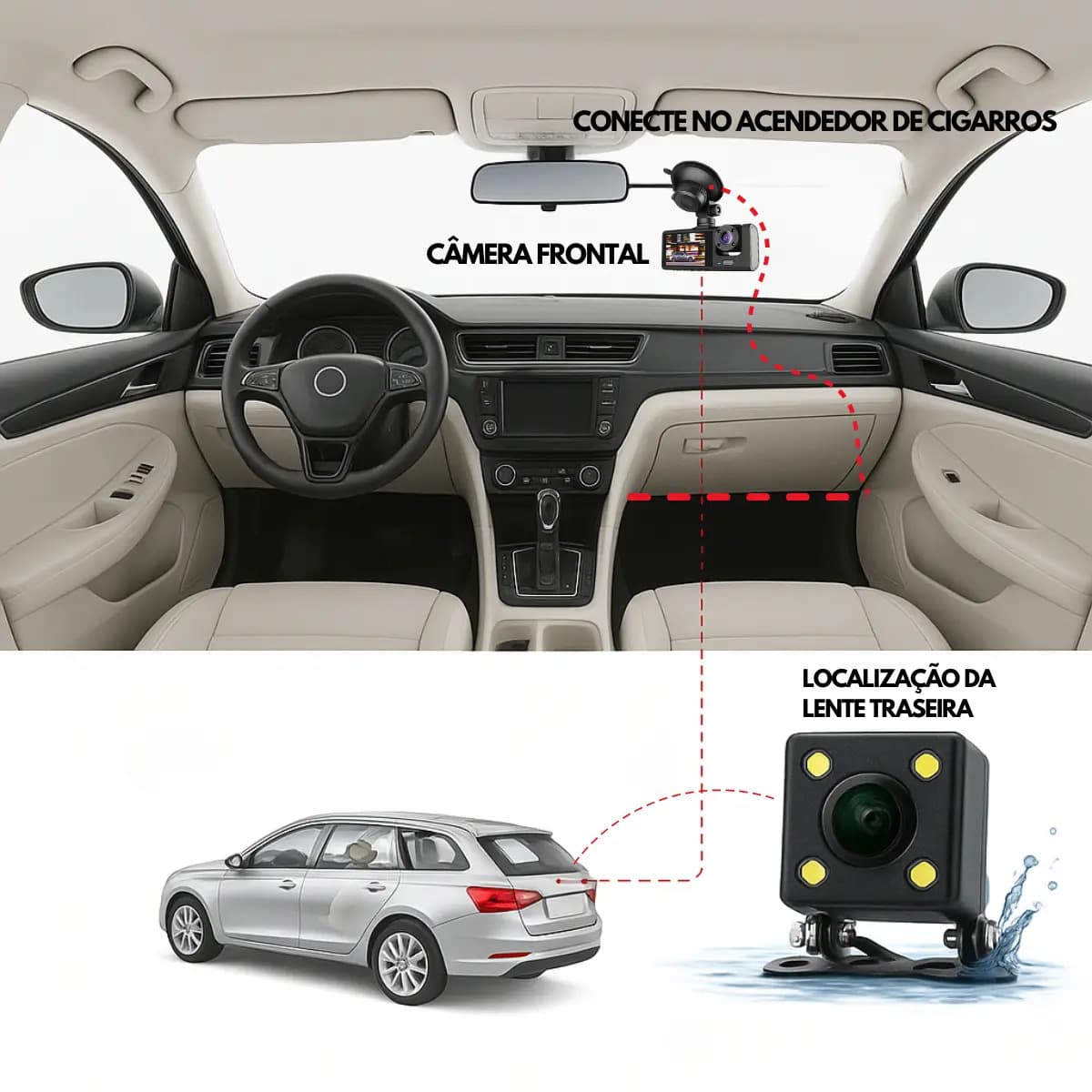 3 Câmera Wifi Automotiva Veicular Carro Com Hd Noturna 1080p Icarbonx — imagem 6