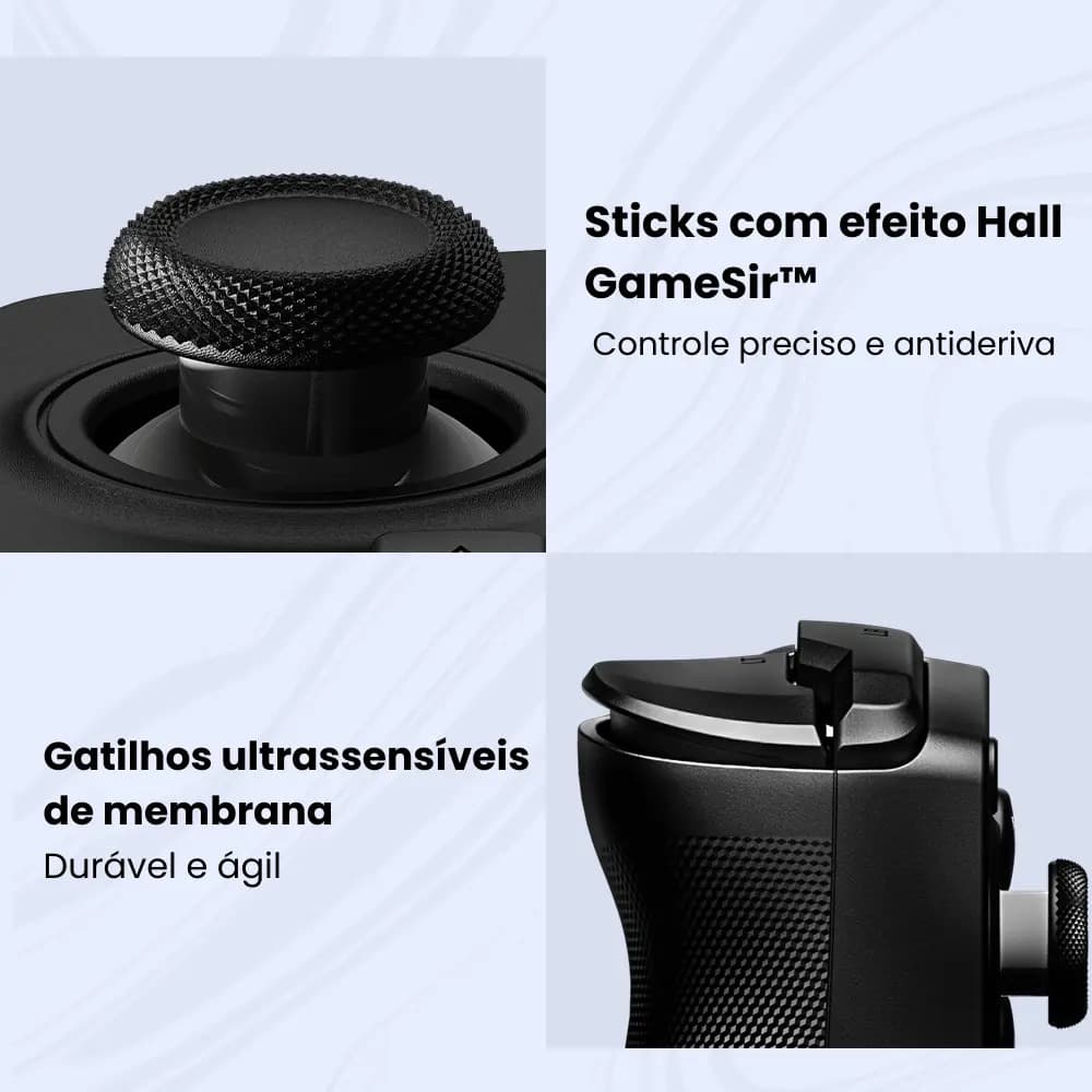 Controle Gamepad GameSir X5 Lite USB-C Android iPhone 15/16 Mobile Hall Effect Turbo Leve Preto — imagem 5