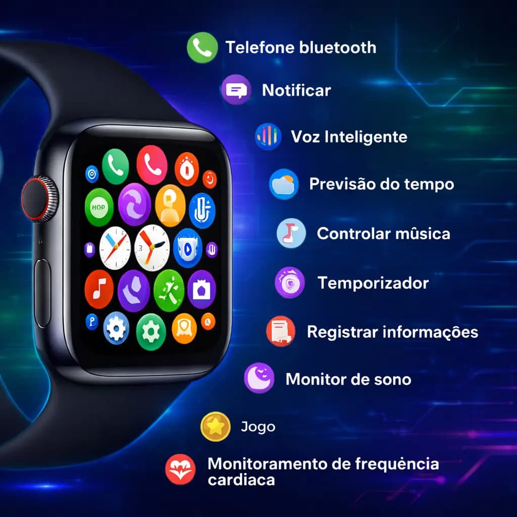 Smartwatch S10 Série 10 Relógio Digital Masculino Feminino Resistente A Agua Caixa preto Com 1 Pulseiras Smartwatch Completo Compatível Android E Ios Monitor At — imagem 2