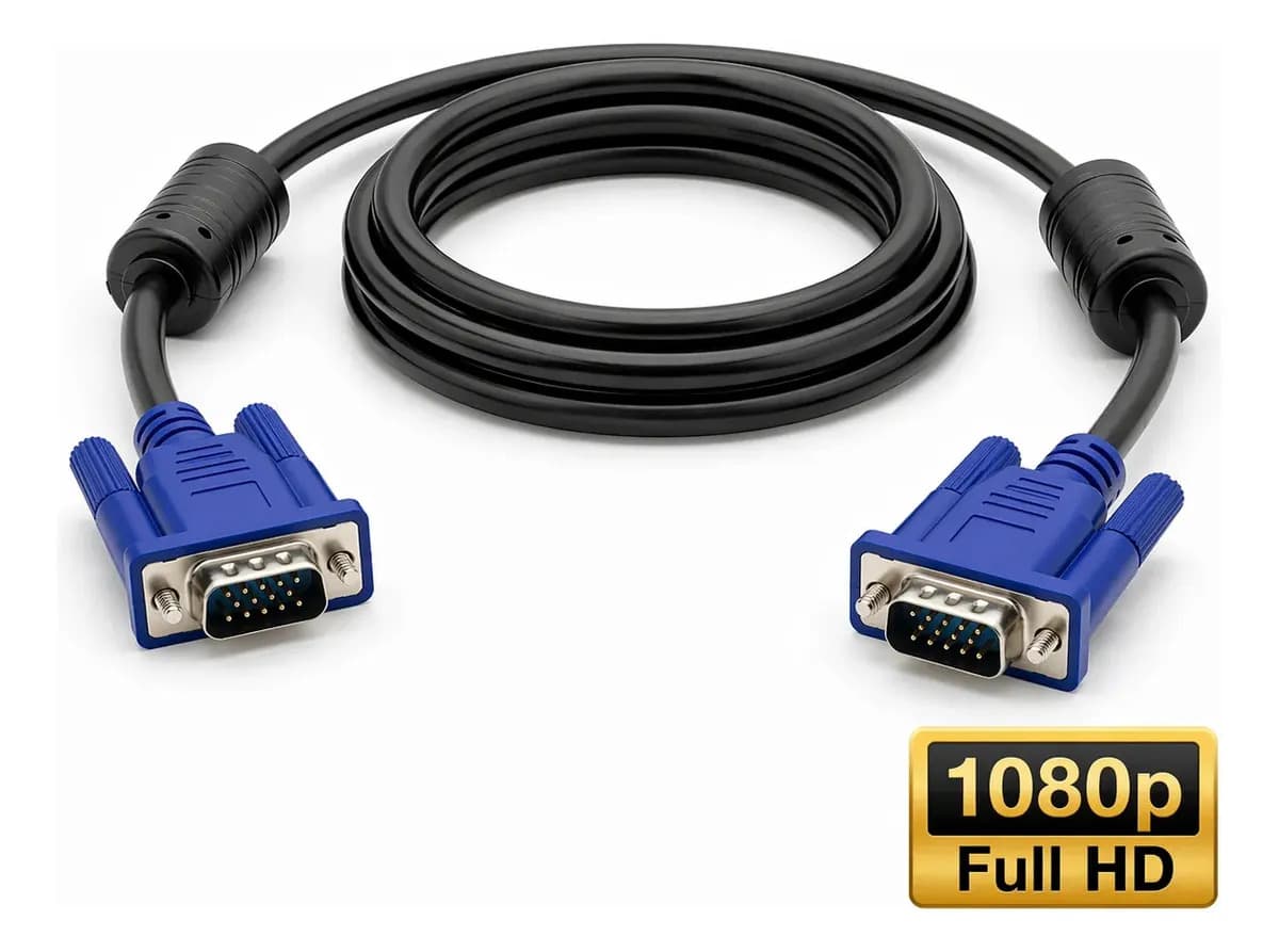 Cabo Vga 1,5m Macho X Macho Com Filtro Para Monitor Pc Tv Projetor Notebook 15 Pinos Conexão Estável Alta Qualidade Imagem Nítida Compatível Com Tela Externa Us