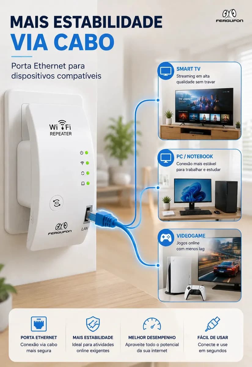 Repetidor De Sinal Wifi Roteador Wireless Amplificador Potente Sem Fio Turbo Cor Branco 1800mbps Longo Alcance Internet Porta Ethernet Casa Escritório Configura — imagem 5