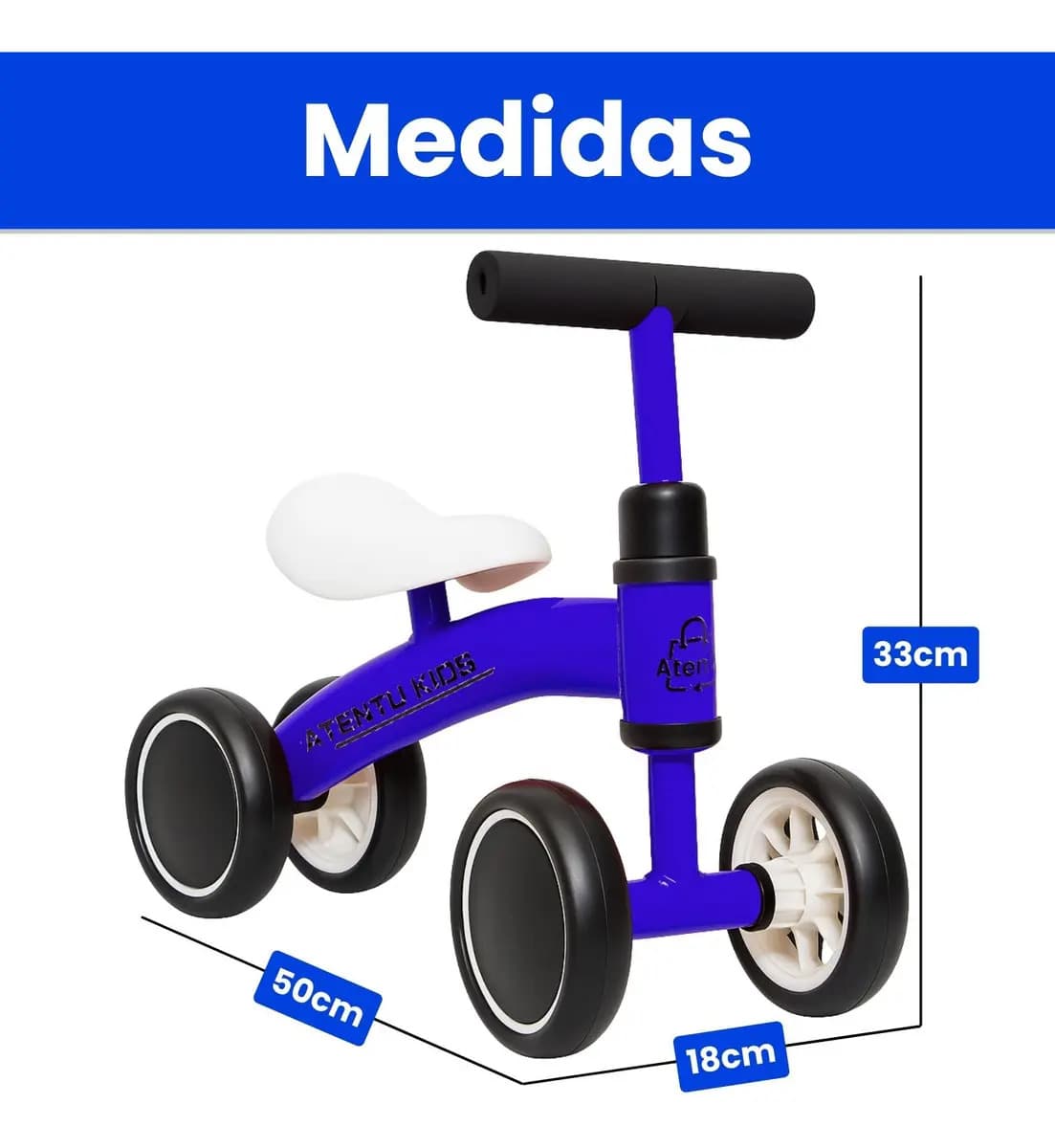 Bicicleta Infantil De Equilíbrio Sem Pedal Andador 4 Rodas Cor Azul — imagem 2