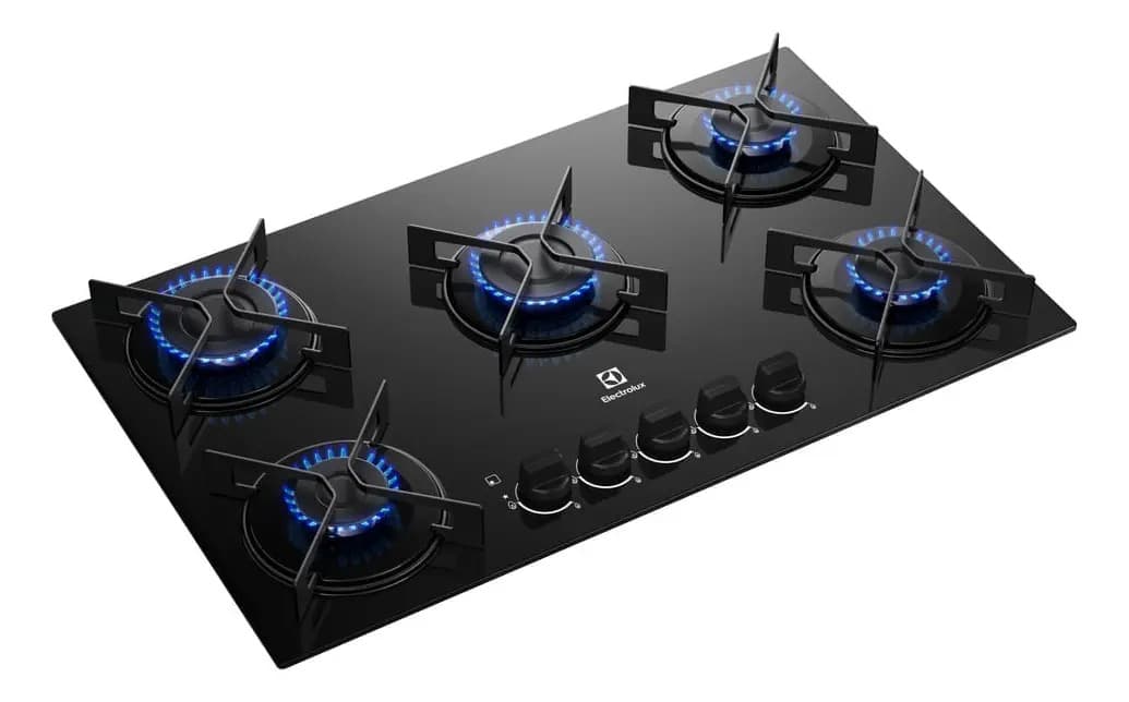 Cooktop 5 Bocas a Gás Electrolux Mesa de Vidro Efficient Grade de Aço Fosco (KE5GR) Bivolt — imagem 4