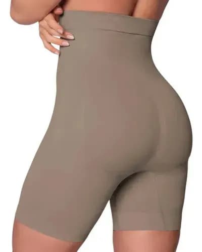 Short Alto Redutor Sem Costura Com Silicone No Cós Selene 20110 Cor Chocolate Tamanho G