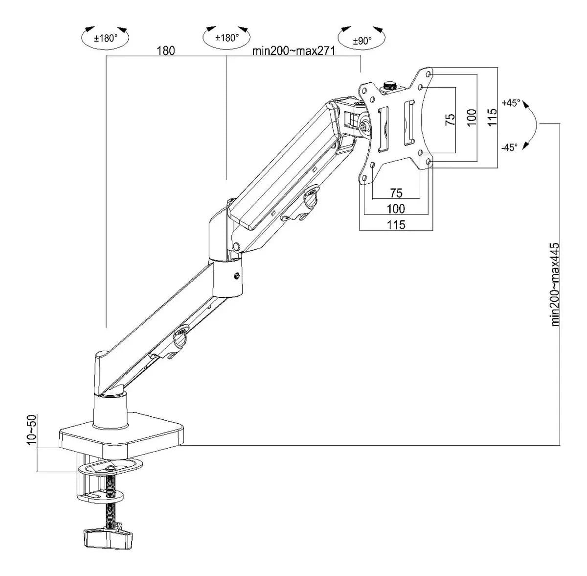 Suporte Articulado Para Monitor 13 a 32 Pistão a Gás Ajustável Zinnia Nimbo 110 Branco — imagem 6