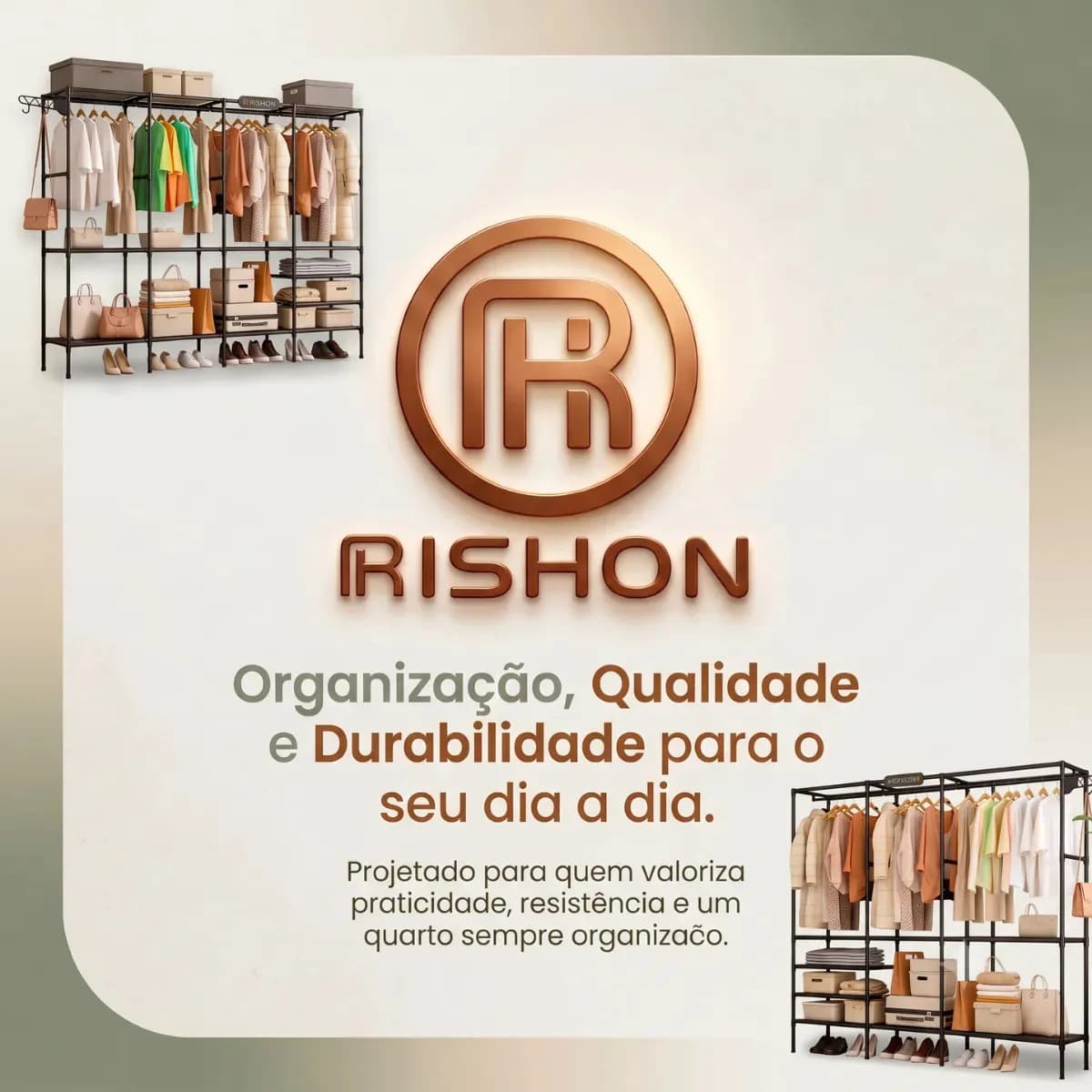Guarda Roupa Dobravel Closet Aberto Organizador De Roupas Desmontavel E Arara Organizadora 4 Colunas Em Aço Resistente Rishon — imagem 6