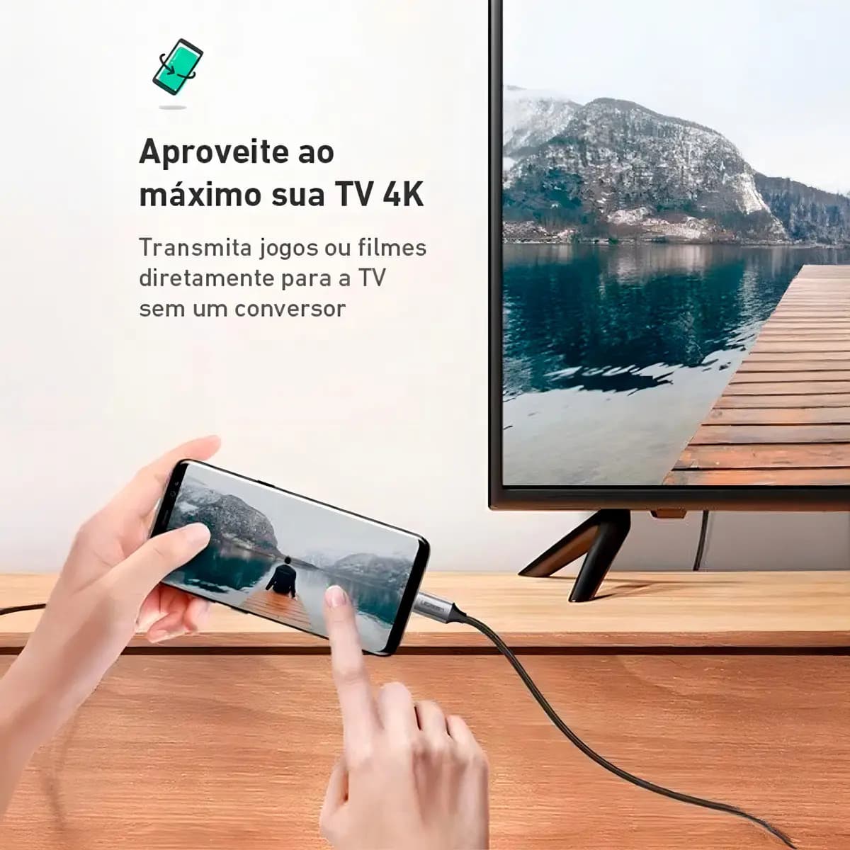 Cabo Thunderbolt 3 Ugreen Usb-c Para Hdmi 4k Preto Reforçado - Preto — imagem 5