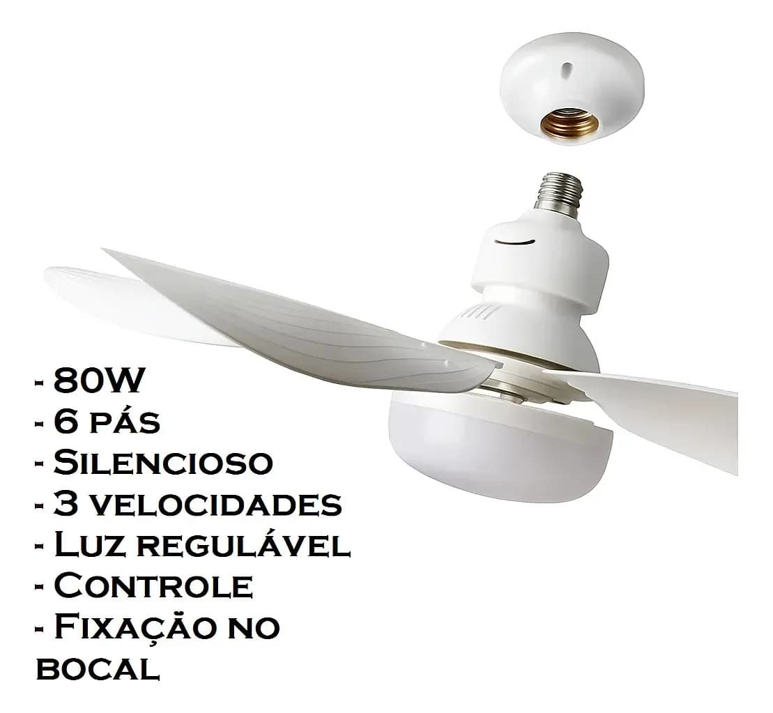 Ventilador De Teto Lâmpada 80w Led E27 Ajustável Bivolt — imagem 4