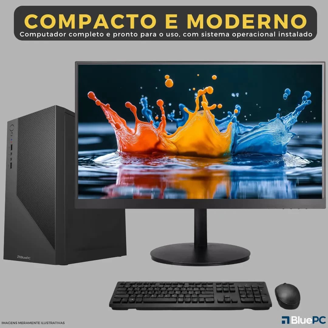 Computador Completo Top Intel Core i7 4770, 16GB RAM, SSD 512GB, Bivolt, Preto, Windows 10 Pro, Monitor 23" Full HD - BluePC CD2E-0135TO — imagem 2