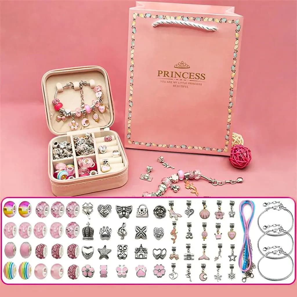 Kit Pulseira Linda Diy Com Porta De Joias P/menina Presente - Rosa — imagem 2