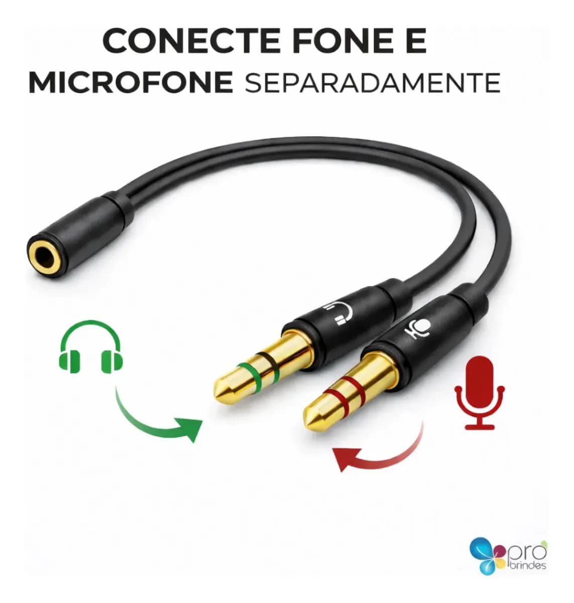 Cabo Adaptador P3(p2 Combo)p/ Fone E Microfone Headset 20cm Pro Brindes — imagem 3