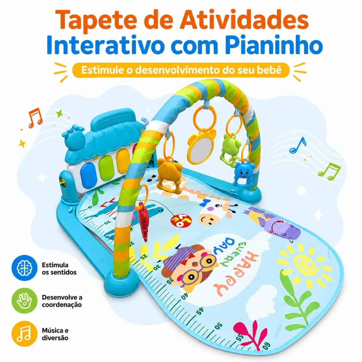 Tapete de Atividades Bebê c/ Piano Musical Infantil 3 em 1 Alvo Toys — imagem 2
