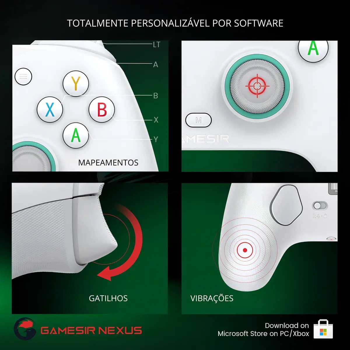 Controle GameSir G7 SE com Fio para Xbox One Series S X PC Hall Effect Botões Mecânicos Cor Branco — imagem 4