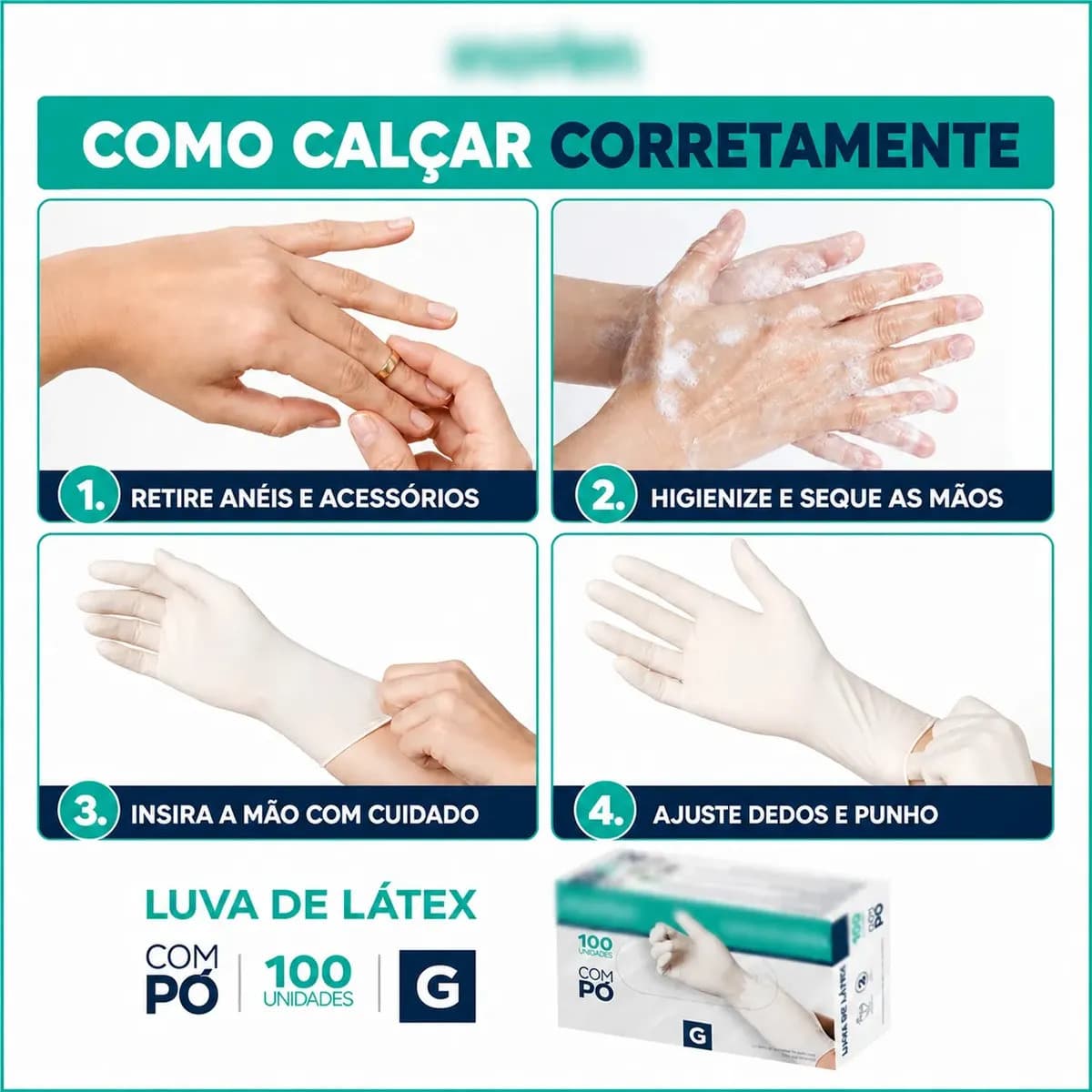 Luva De Látex Descartável Branca Com Pó Tamanho G Caixa 100 Unid — imagem 5