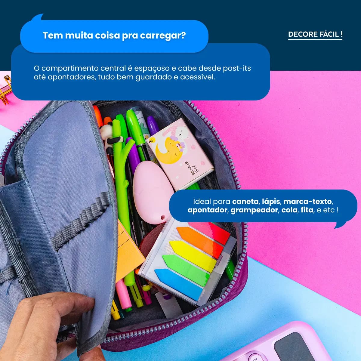 Estojo Box Organizador Escolar Com Divisórias Multifuncional 24 Elásticos Lápis Caneta 100 Pens Masculino Feminino Decore Fácil ! Verde — imagem 5