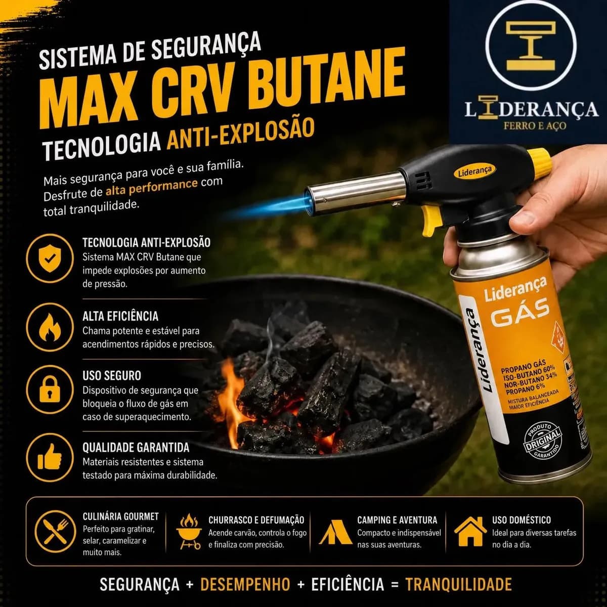Kit Maçarico Portátil Automático Liderança Ferro E Aço para 1300°C com 4 Refis de Gás Butano — imagem 6