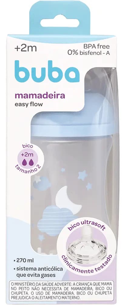 Buba Mamadeira Easy Flow Nuvem 270ml anticólica cor azul — imagem 4