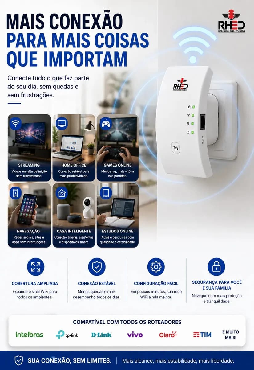 Repetidor De Sinal Wifi Roteador Wireless Amplificador Potente Sem Fio Turbo Cor Branco 1800mbps Longo Alcance Internet Porta Ethernet - RHEAD RED HIGH END STUD — imagem 6