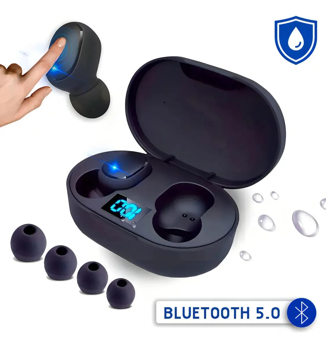 Hivi Fone De Ouvido Bluetooth 5.0 Par Sem Fio Duplo Cor Preto — imagem 2